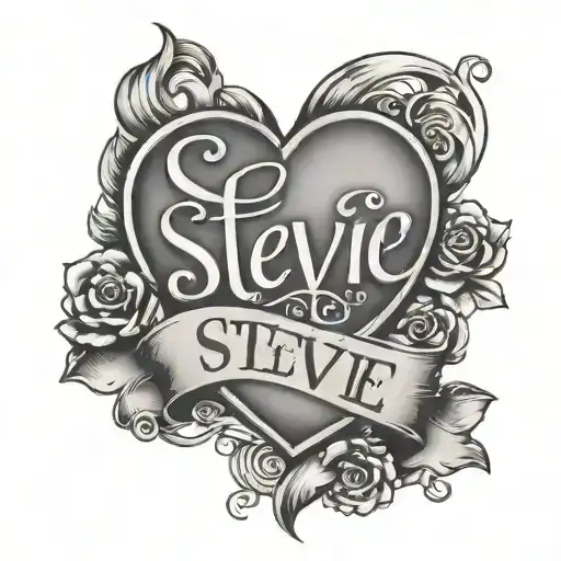 the name stevie with a heart tattoo design idea