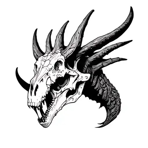 cyber sigilism triceratops skull tattoo design idea