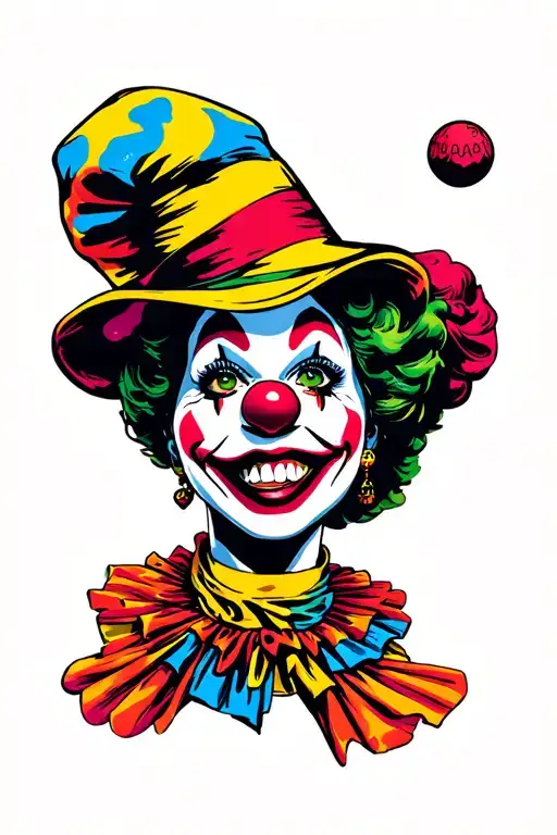 clown chola with her badeball hat fliped up tattoo design idea