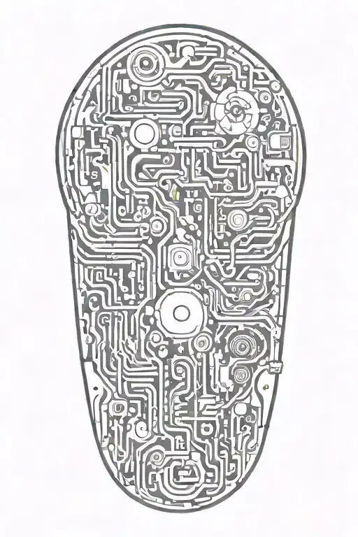 nature, technology, abstract, vines, artificial intelligence, computer, circuit board, cyberpunk, flowers tattoo design idea