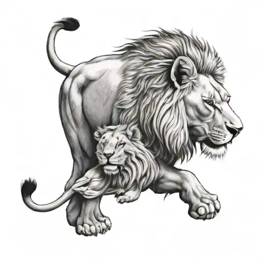 half lion, half elephant tattoo design idea