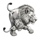 half lion, half elephant tattoo design idea