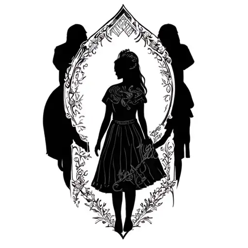 Silhouette of Protected Girl by her grandparents Dionicia Cesar Federico y Rosa tattoo design idea