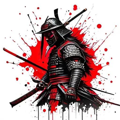 samurai cyberpank tattoo design idea