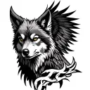 Tribal wolf eagle tattoo design idea