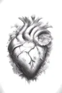 abstract design human heart, poppies, anemones, mushrooms, music, love tattoo design idea