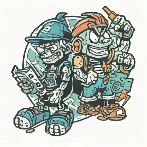 90 & 00s cartoon characters tattoo design idea