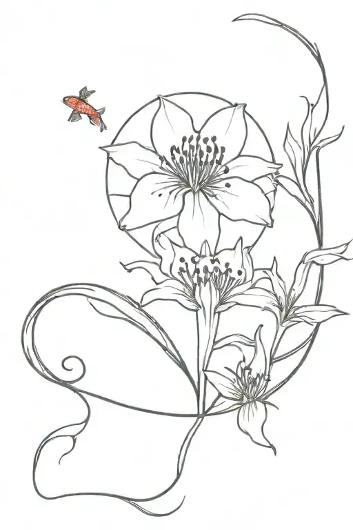 red spider lily with koi fish yin yang tattoo design idea