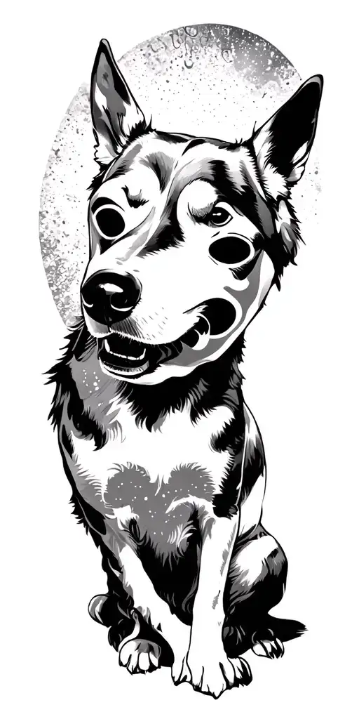 dog, ocean, astronomy, theater mask tattoo design idea