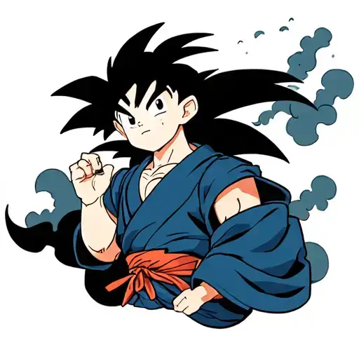 goku kid in cloud tattoo design idea