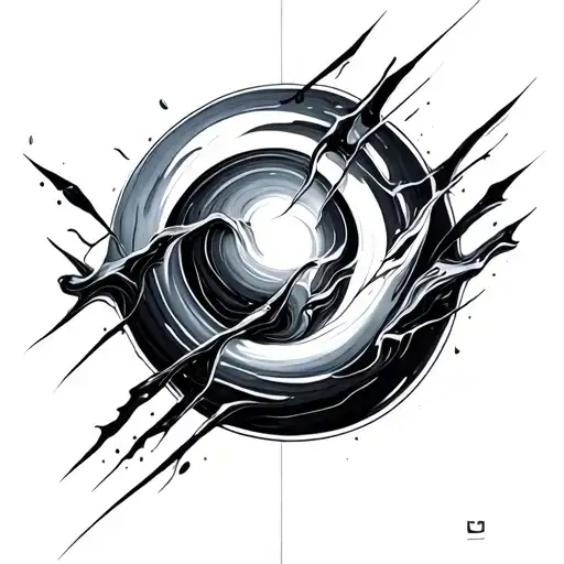 Kintsugi-like black marble repairs in stripes tattoo design idea