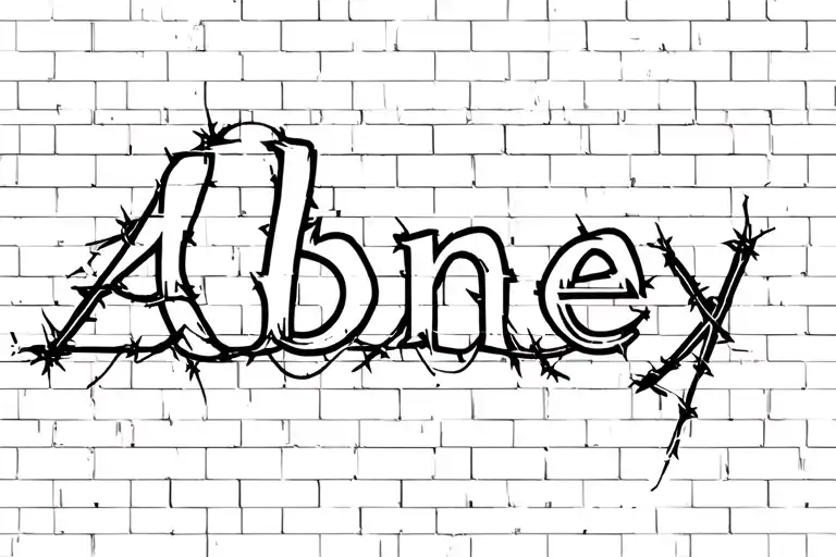 "Abney" prison fence brick wall with razor wire  tattoo design idea