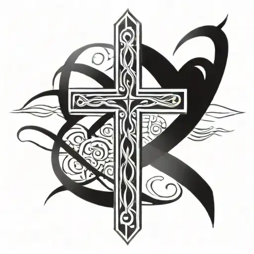 cross and galatians 2:20 written out in cursive font tattoo design idea