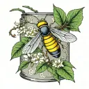 lightning bug on honeysuckle vine wrapped around old tin cup tattoo design idea