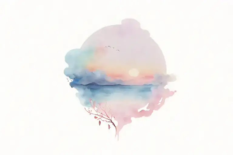 when the sky turns pink tattoo design idea