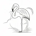 flamingo standing alone tiny  tattoo design idea