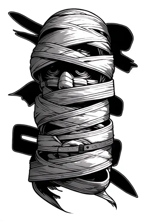 stripes of a mummy progression on Brazilian Jiu-jitsu belts tattoo design idea