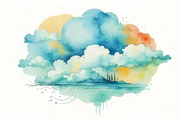 Stronger Than The Storm clouds in background tattoo design idea