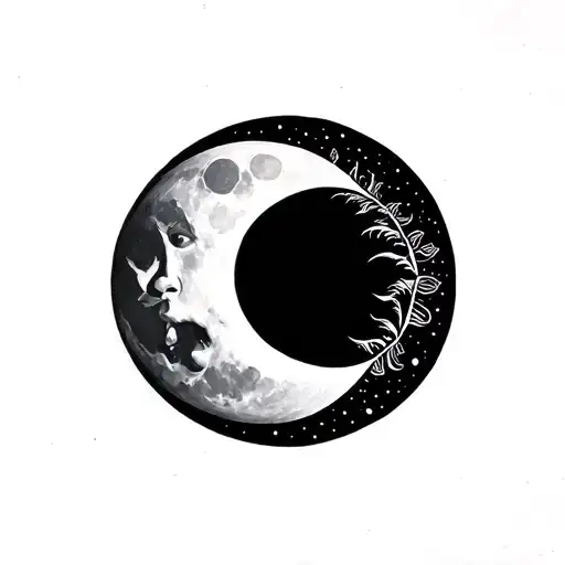 moon and sun without face tattoo design idea
