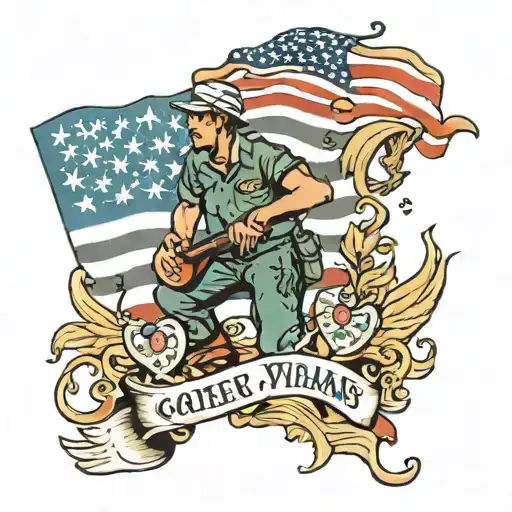 patriotic scene inspired by Vietnam Pows tattoo design idea
