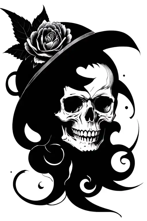 Negative Space gothic skull tattoo design idea