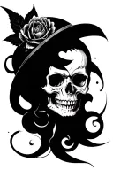 Negative Space gothic skull tattoo design idea