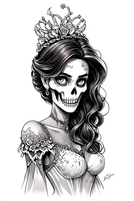disney princess zombie right arm sleeve tattoo design idea