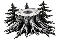 skeleton cypress tree stump tattoo design idea