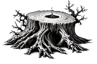 skeleton cypress tree stump tattoo design idea