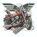 red stripes, Harley Davidson logo, by his stripes we are healed tattoo design idea