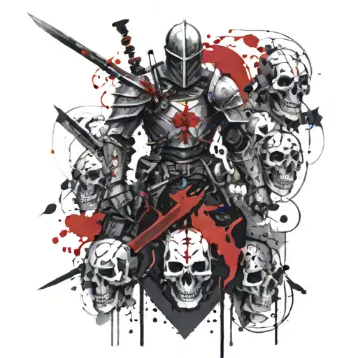 Knight with Skulls tattoo design idea