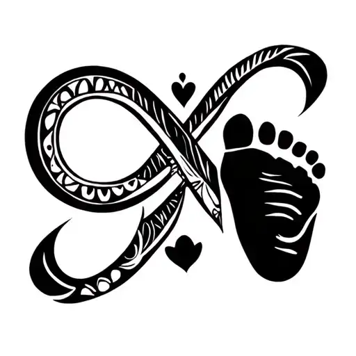 Skye with baby feet and infinity symbol tattoo design idea