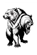 angry standing bear side profile tattoo design idea