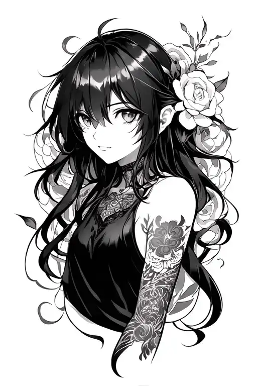 anime sleeve tattoo design idea