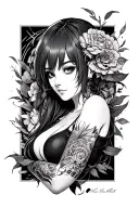 anime sleeve tattoo design idea