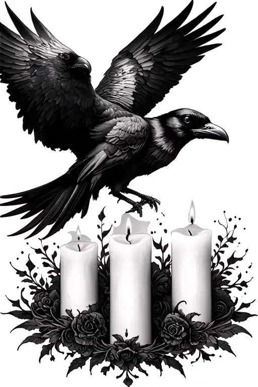 Edgar Allen Poe, candles, ravens, all aspects of Poe tattoo design idea