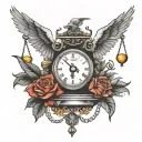 scale weighing sins and forgiveness tattoo design idea