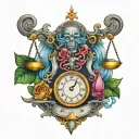 scale weighing sins and forgiveness tattoo design idea