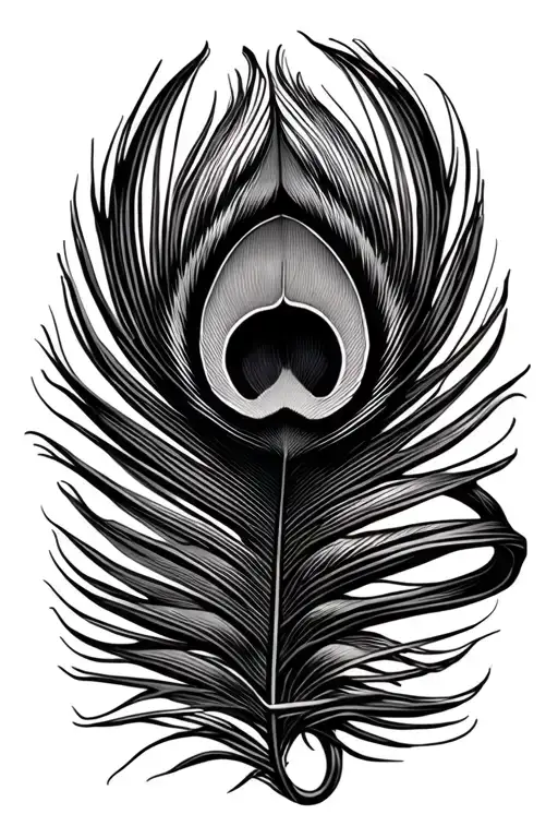peacock feather and twist tie ring tattoo design idea