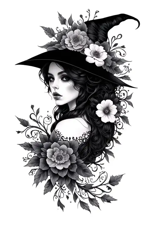 witchy gothic mandala floral tattoo design idea