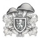 Scottish mushroom coat of arms raised tattoo design idea