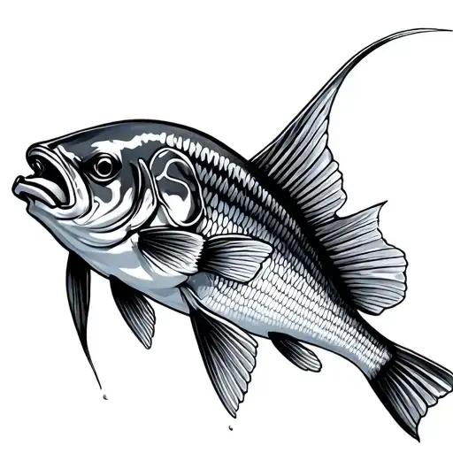 red drum fish swimming tattoo design idea