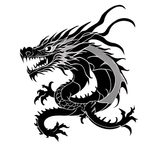 dragon full size side piece stencil tattoo design idea
