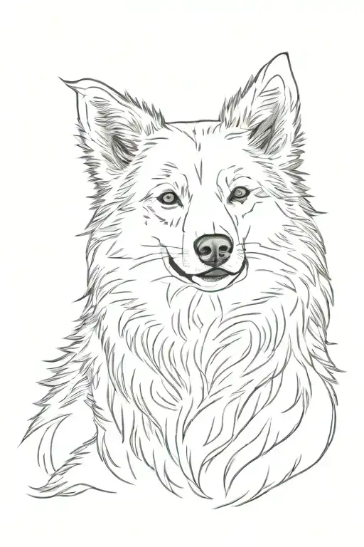 dog of the breed of American Eskimo  tattoo design idea