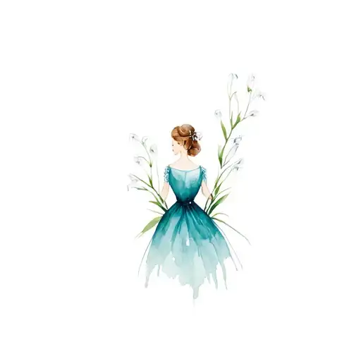snowdrop woman dressed tattoo design idea