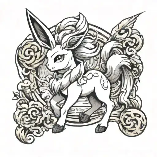 Eevee riding ponyta  tattoo design idea
