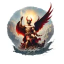 st. Michael fight with the devil. St. Michael will fight from the heaven and the Devil will climb up from a hell tattoo design idea