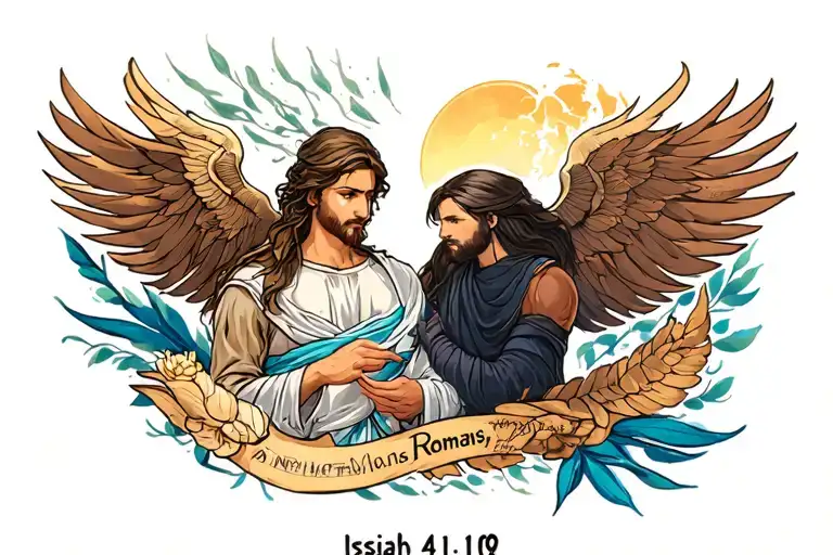 Isaiah 41:10 and romans 10:9 tattoo design idea