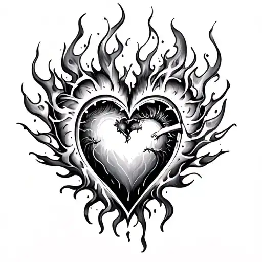 心を燃やす going vertical with set your heart ablaze on the side tattoo design idea