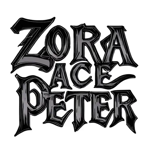 "Zora Ace Peter" names written tattoo design idea